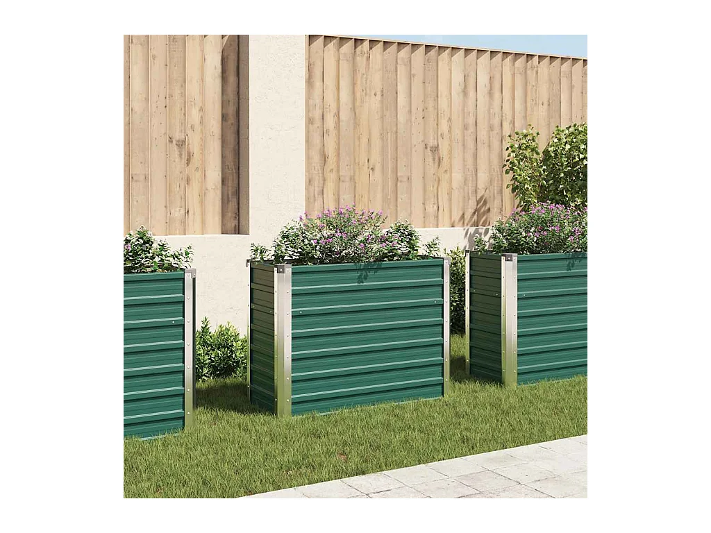 Lit surélevé de jardin Acier galvanisé 100x40x77 cm Vert