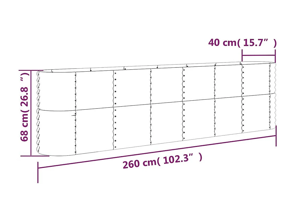 Verhoogd tuinbed gepoedercoat staal 260x40x68 cm groen