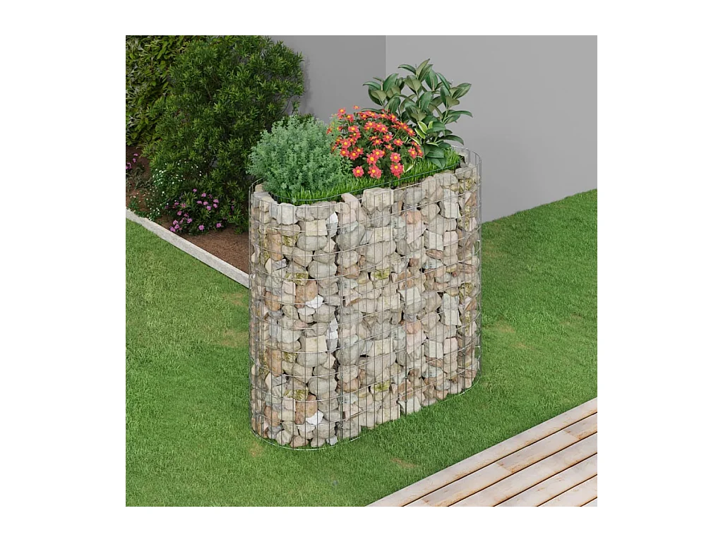 Lit surélevé à gabion Fer galvanisé 120x50x100 cm