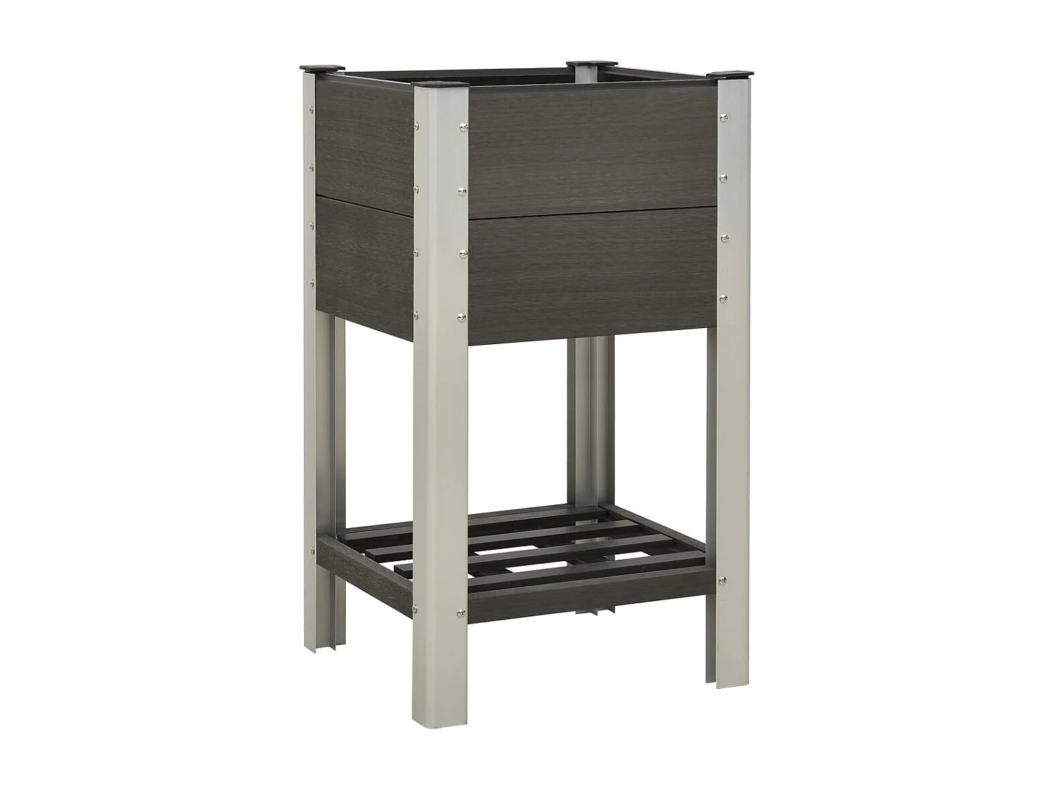 Bancal elevado con estante 50x50x90 cm WPC Gris