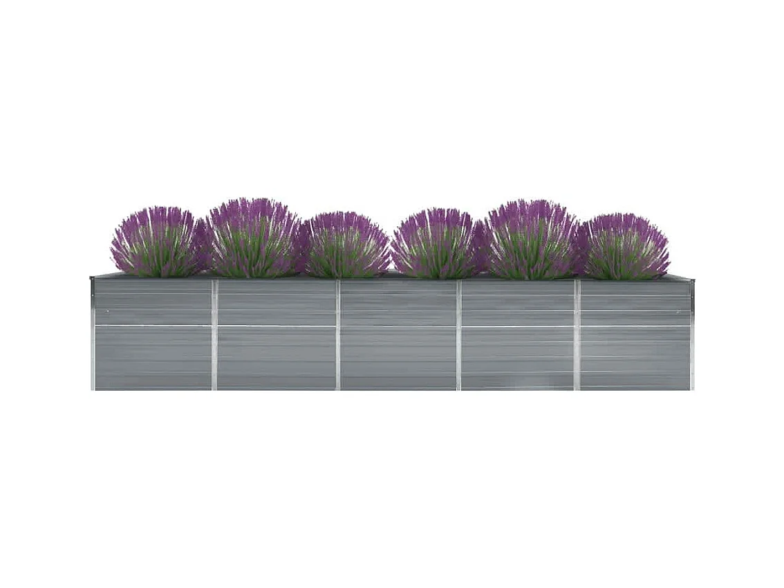 Lit surélevé de jardin Acier galvanisé 400x80x77 cm Gris