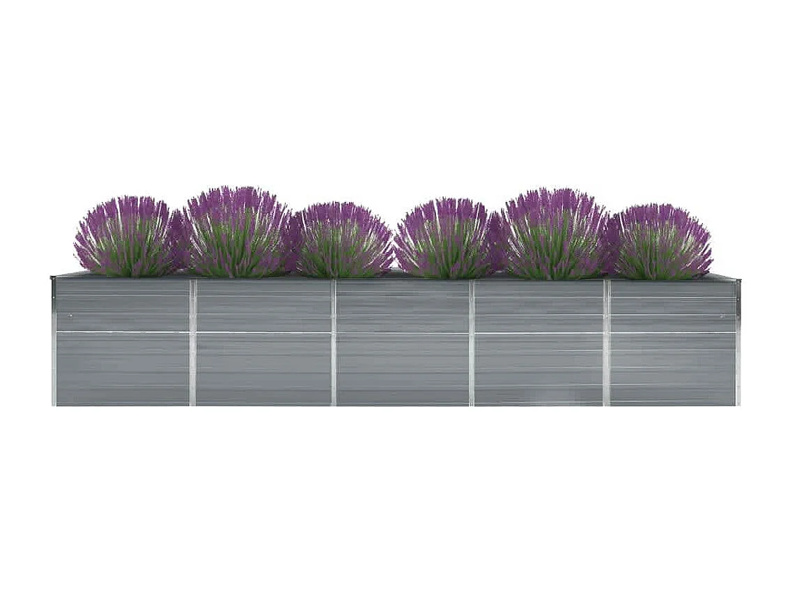 Lit surélevé de jardin Acier galvanisé 400x80x77 cm Gris