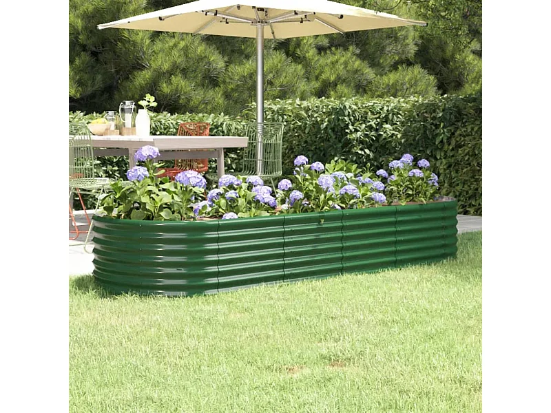 Lit surélevé de jardin Acier enduit de poudre 224x80x36 cm Vert