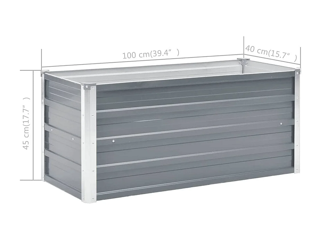 Lit surélevé de jardin Acier galvanisé 100x40x45 cm Gris