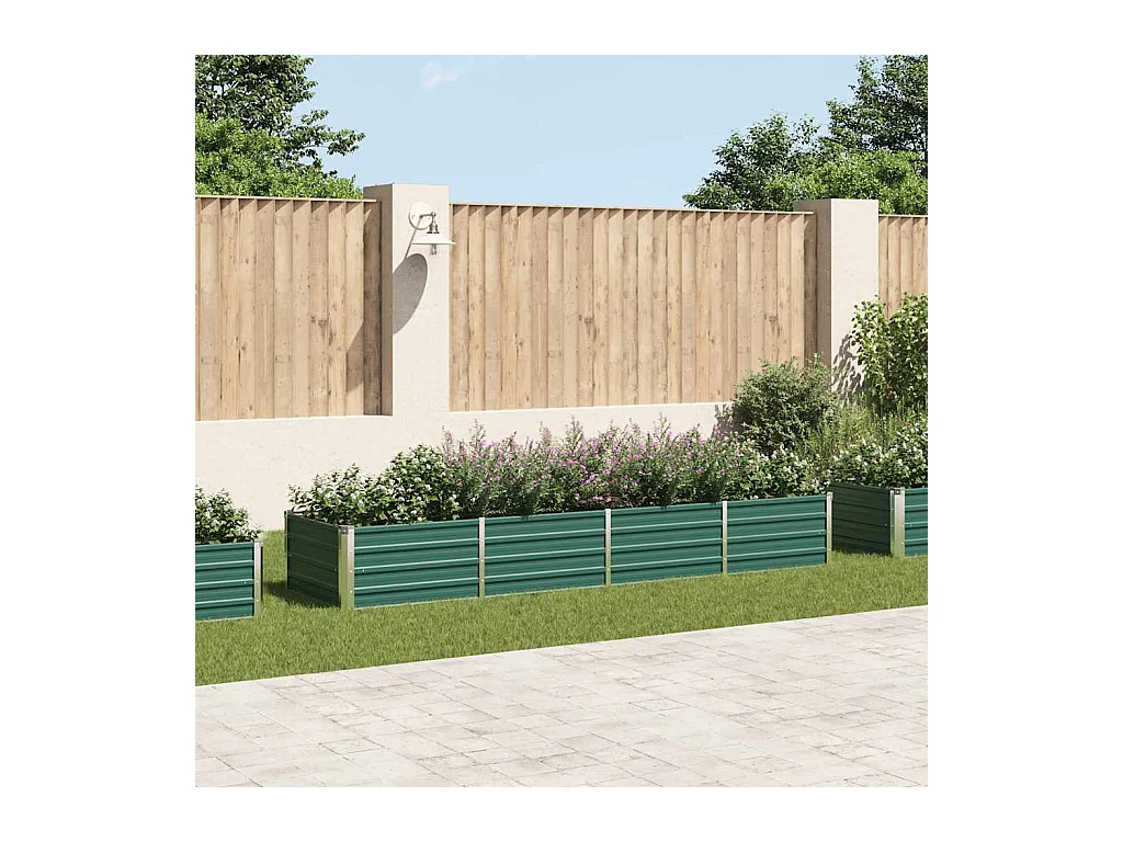 Lit surélevé de jardin Acier galvanisé 320x80x45 cm Vert