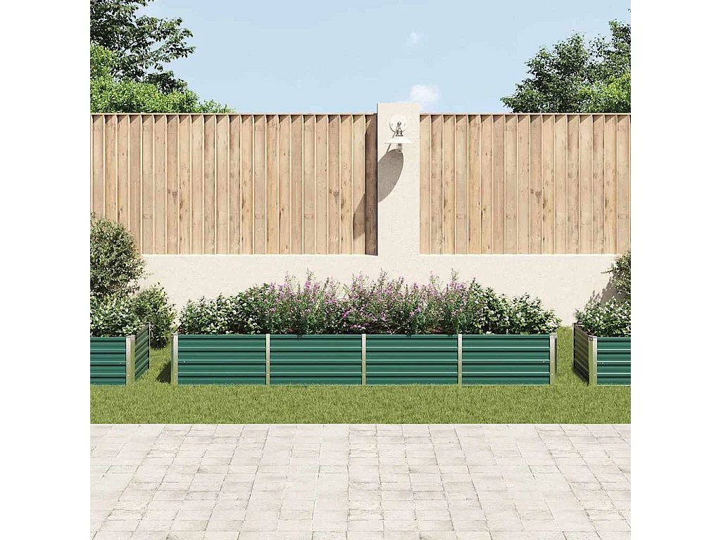 Lit surélevé de jardin Acier galvanisé 320x80x45 cm Vert