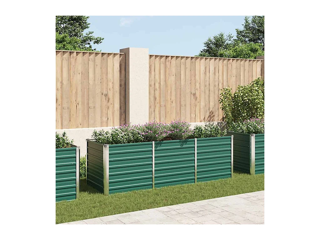 Lit surélevé de jardin Acier galvanisé 240x80x77 cm Vert