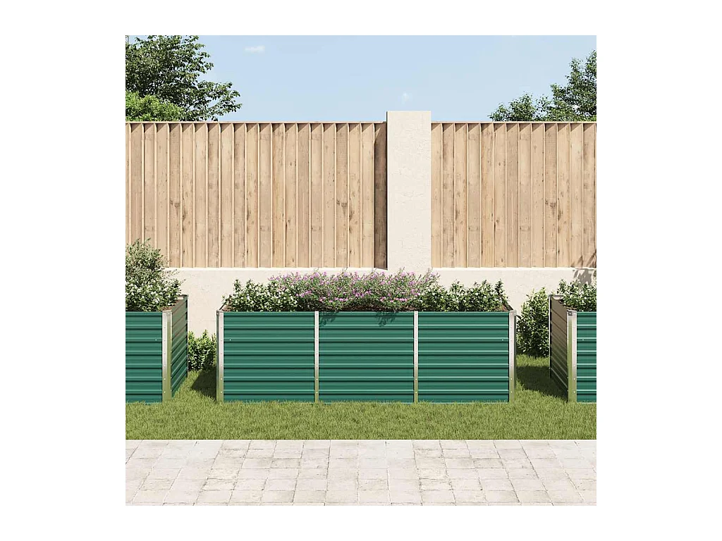 Lit surélevé de jardin Acier galvanisé 240x80x77 cm Vert