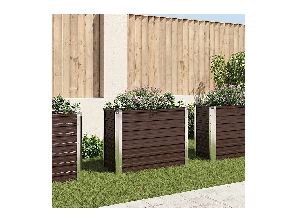 Lit surélevé de jardin Marron 100x40x77 cm Acier galvanisé