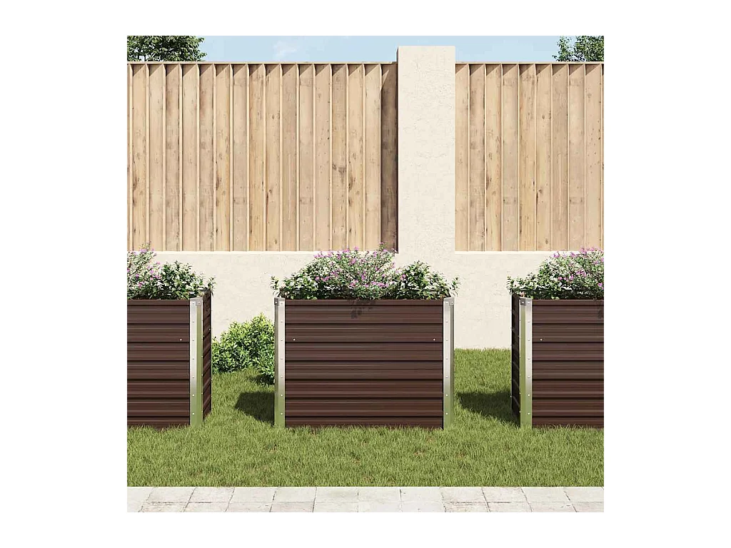 Lit surélevé de jardin Marron 100x40x77 cm Acier galvanisé