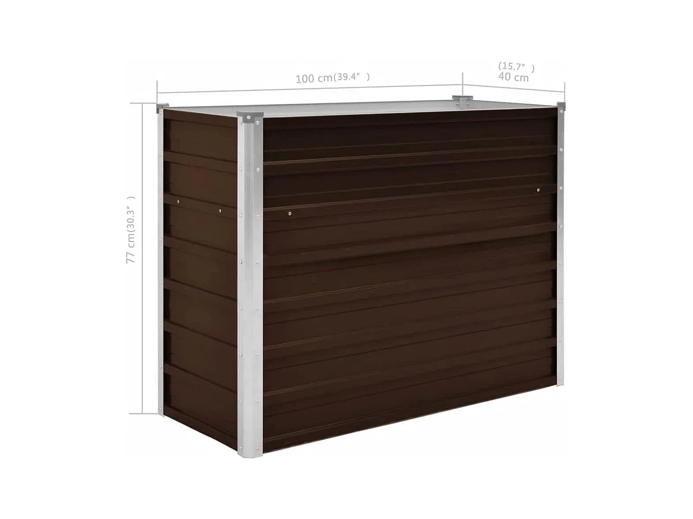 Lit surélevé de jardin Marron 100x40x77 cm Acier galvanisé