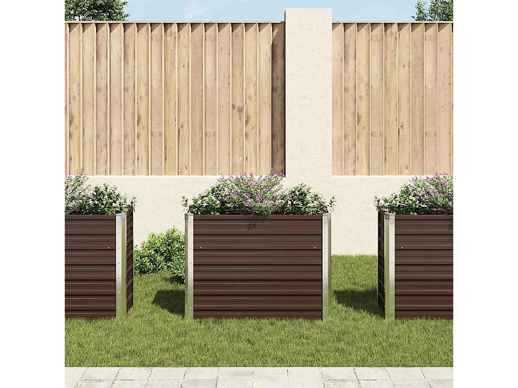 Lit surélevé de jardin Marron 100x40x77 cm Acier galvanisé