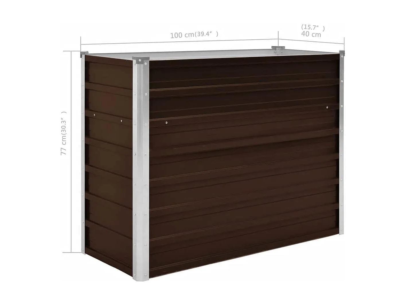 Lit surélevé de jardin Marron 100x40x77 cm Acier galvanisé