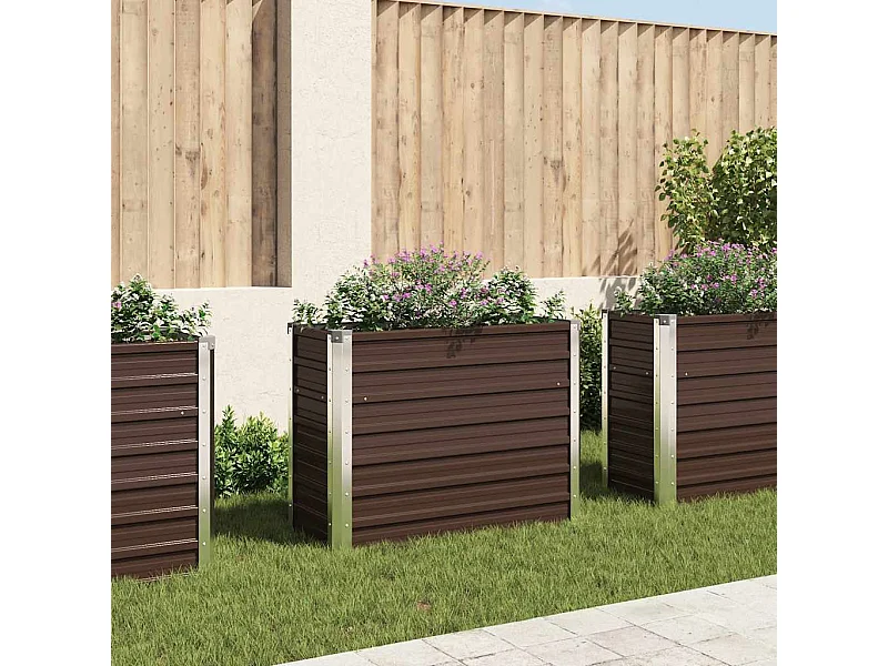 Lit surélevé de jardin Marron 100x40x77 cm Acier galvanisé