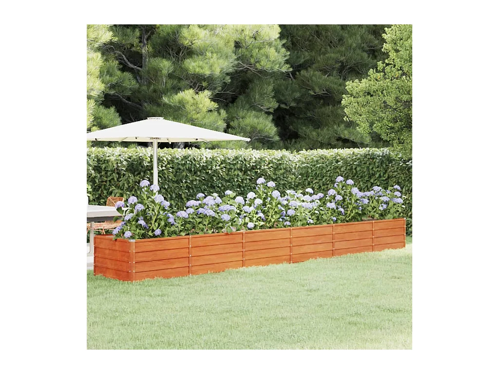 Lit surélevé de jardin rouillé 480x80x45 cm acier corten