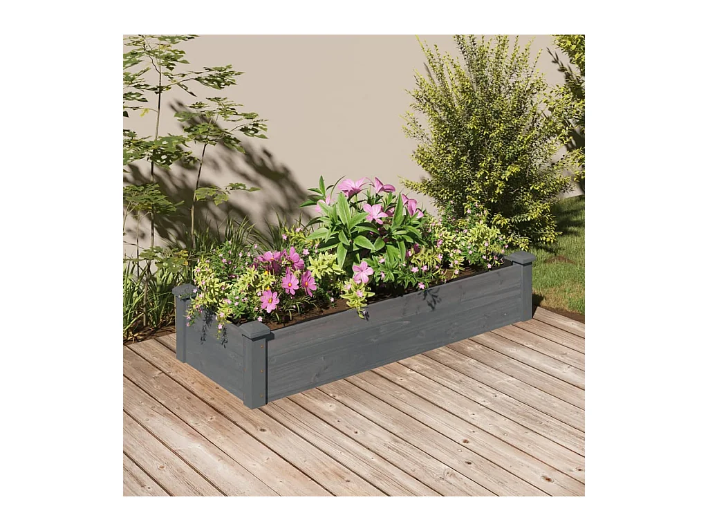 Lit surélevé de jardin doublure 120x45x25 cm bois massif sapin
