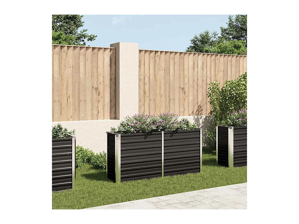 Verhoogd tuinbed Antraciet 160x40x77 cm Gegalvaniseerd staal