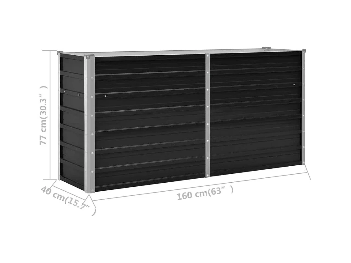 Verhoogd tuinbed Antraciet 160x40x77 cm Gegalvaniseerd staal