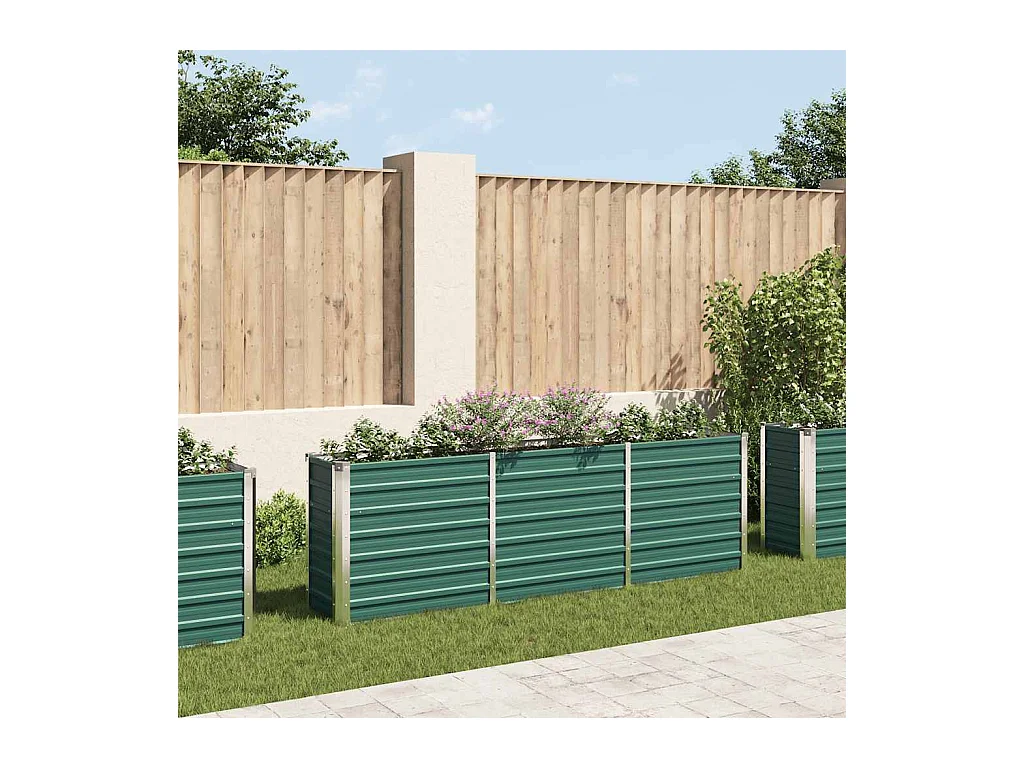 Lit surélevé de jardin Acier galvanisé 240x40x77 cm Vert