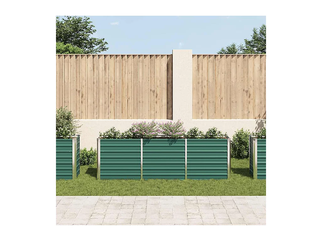 Lit surélevé de jardin Acier galvanisé 240x40x77 cm Vert