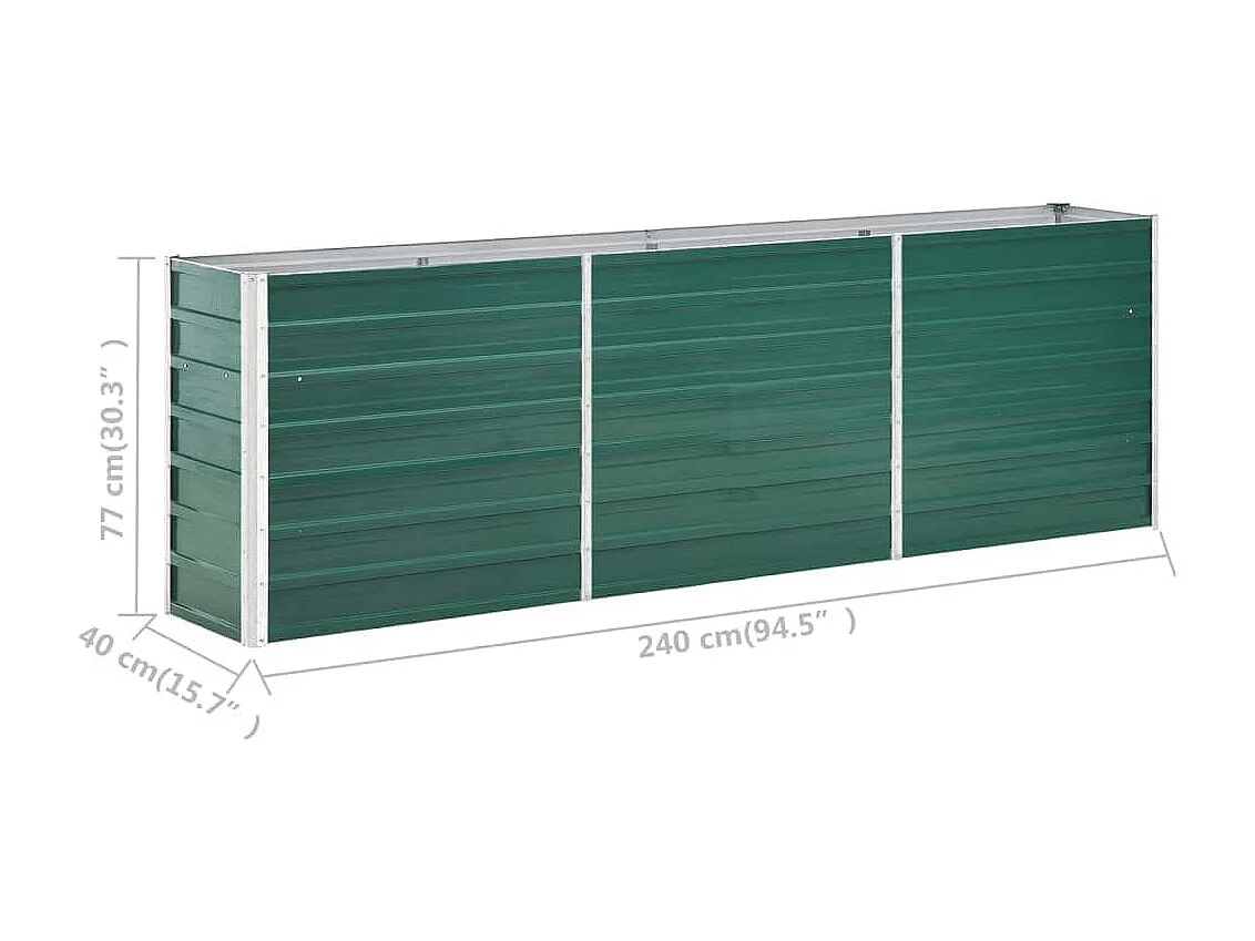 Verhoogd tuinbed Gegalvaniseerd staal 240x40x77 cm Groen