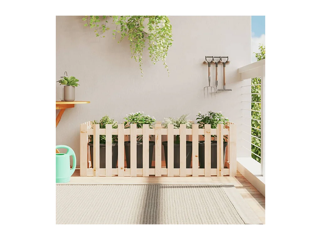 Lit surélevé de jardin design de clôture 150x50x50cm pin massif