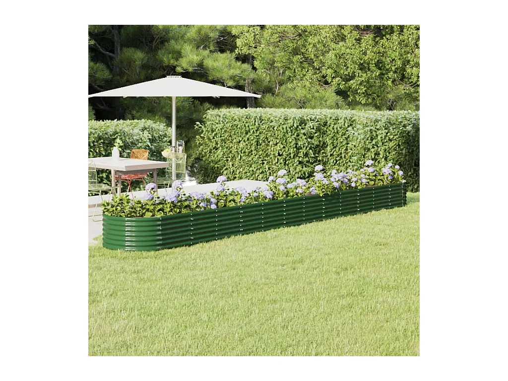 Letto da giardino rialzato in acciaio verniciato a polvere 512x80x36 cm verde
