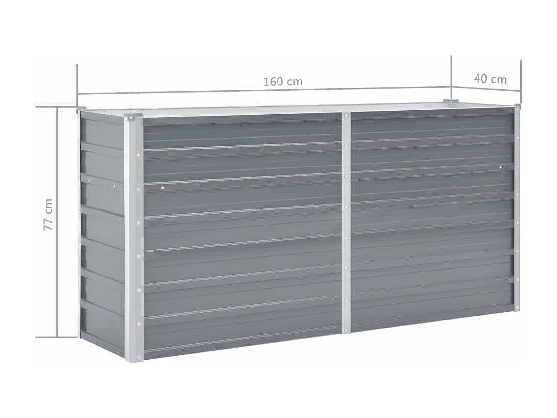 Lit surélevé de jardin Acier galvanisé 160x40x77 cm Gris