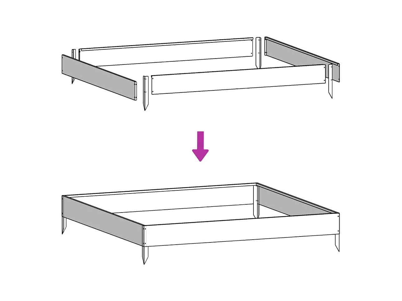 Letto rialzato antracite 100x100x25 cm in acciaio