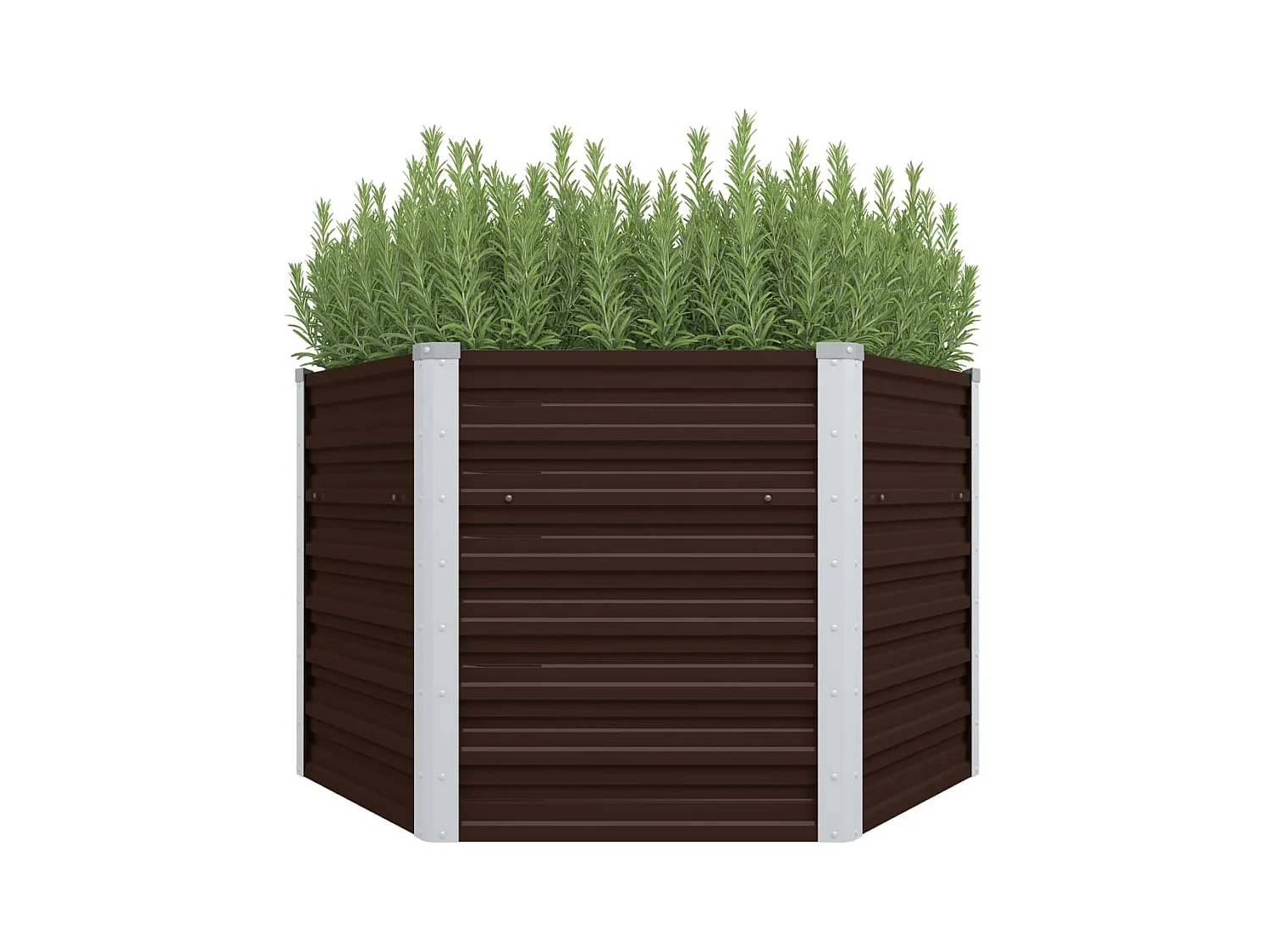 Bruin verhoogd tuinbed 129x129x77 cm gegalvaniseerd staal