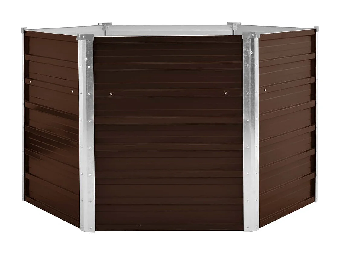 Bruin verhoogd tuinbed 129x129x77 cm gegalvaniseerd staal