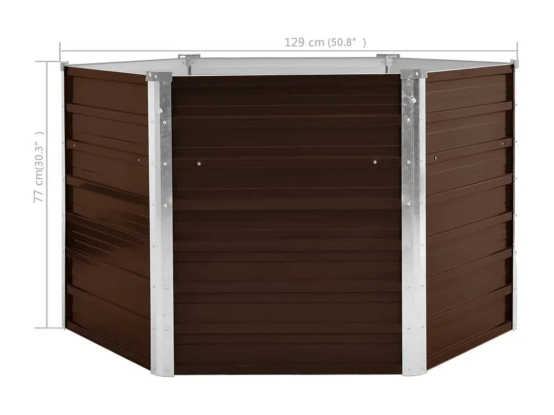 Bruin verhoogd tuinbed 129x129x77 cm gegalvaniseerd staal