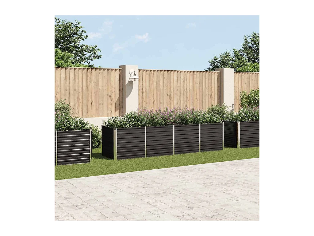 Lit surélevé de jardin Anthracite 320x80x77 cm Acier galvanisé