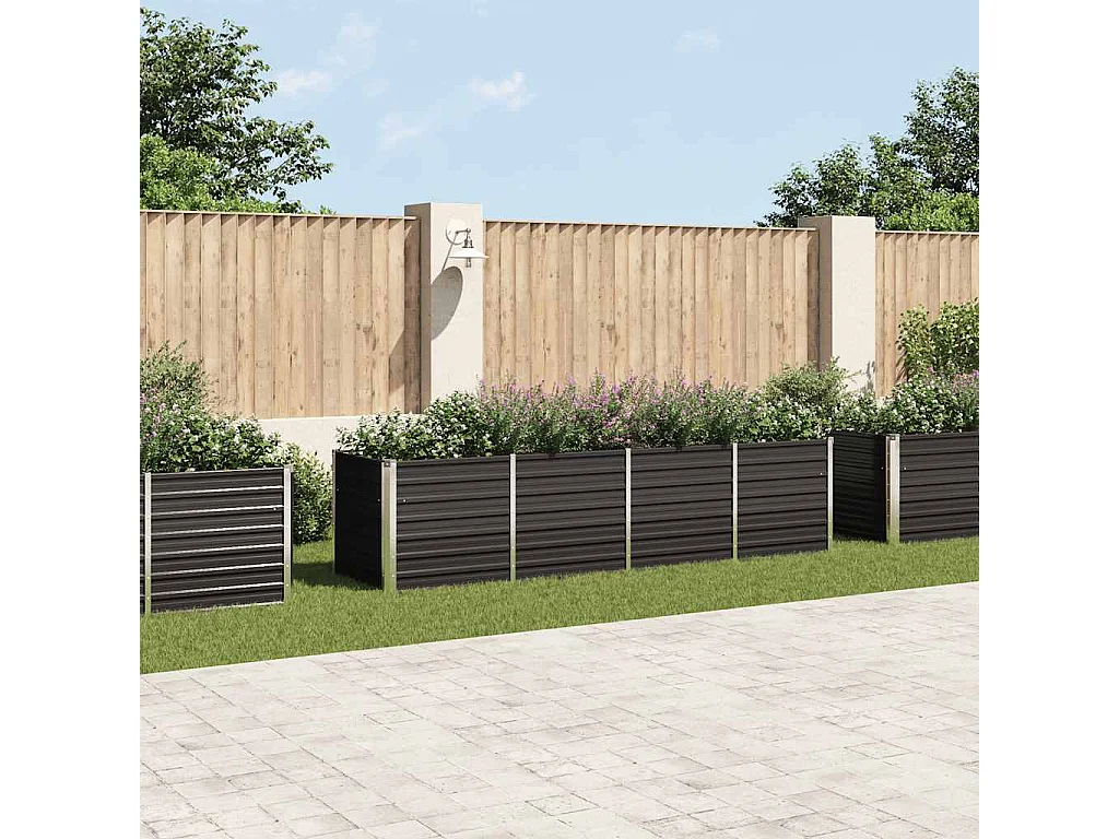 Lit surélevé de jardin Anthracite 320x80x77 cm Acier galvanisé