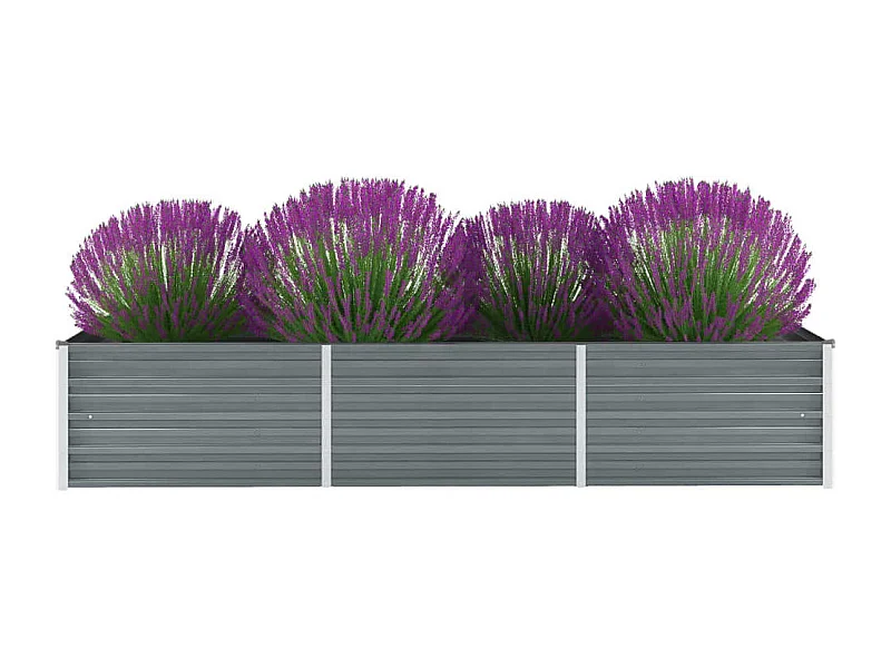 Lit surélevé de jardin Acier galvanisé 240x80x45 cm Gris