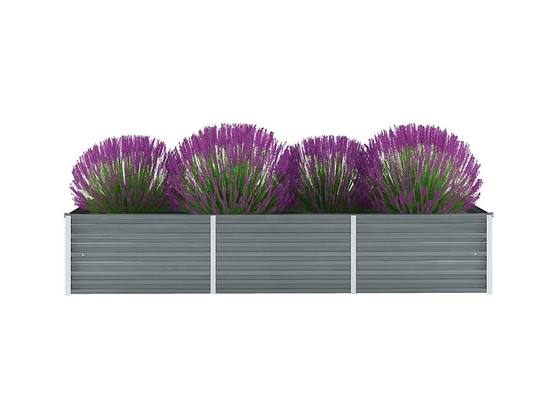 Lit surélevé de jardin Acier galvanisé 240x80x45 cm Gris