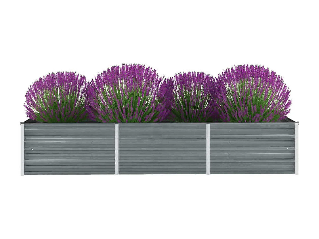 Lit surélevé de jardin Acier galvanisé 240x80x45 cm Gris