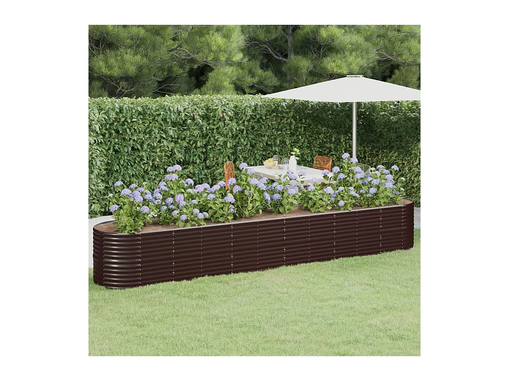 Hochbeet aus pulverbeschichtetem Stahl in Braun