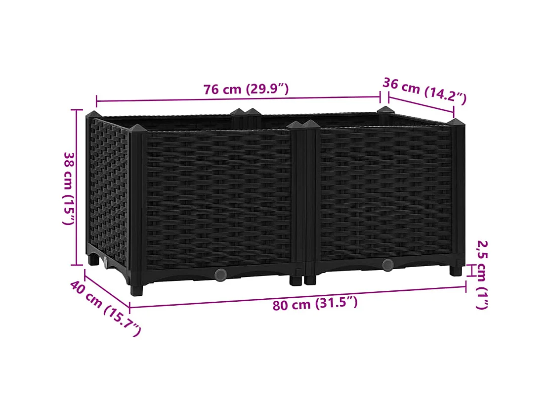 Lit surélevé 80x40x38 cm Polypropylène