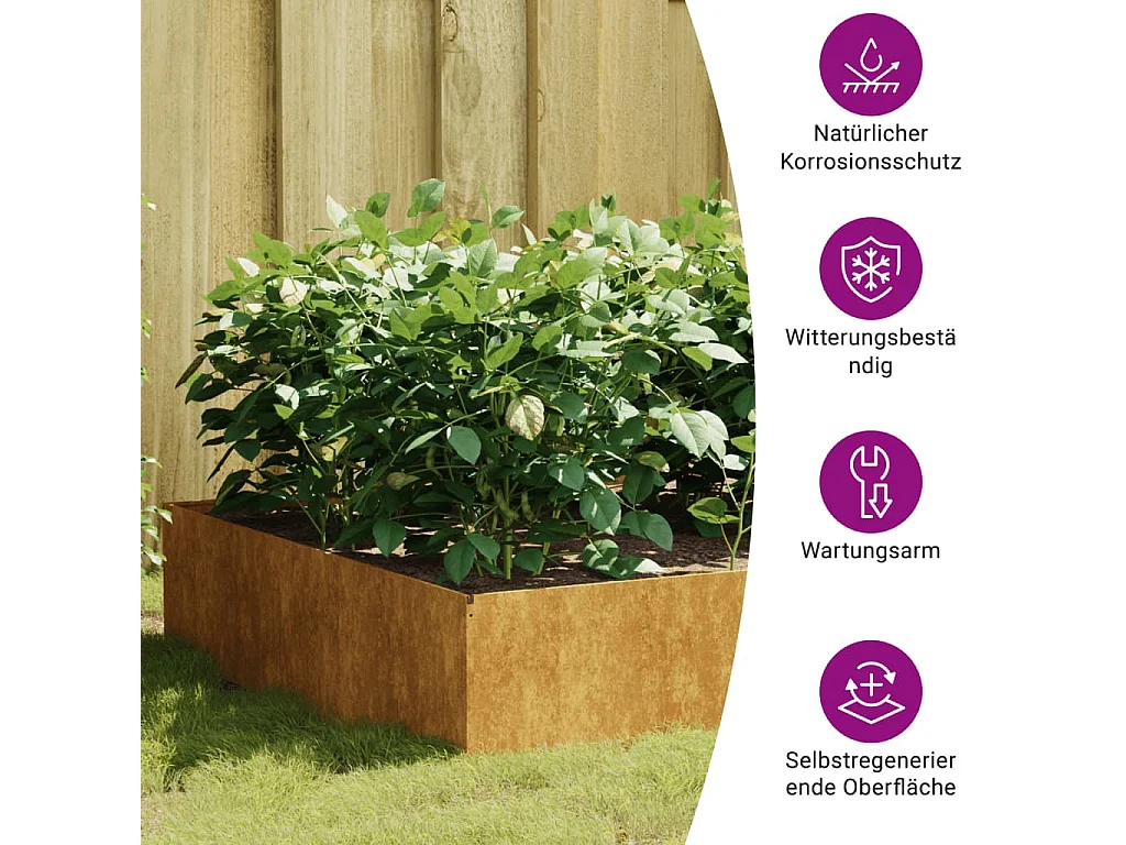 Lit surélevé de jardin 100x100x41 cm acier corten