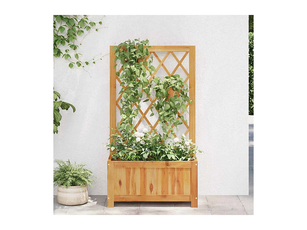 Hochbeet mit Spalier aus massivem Akazienholz