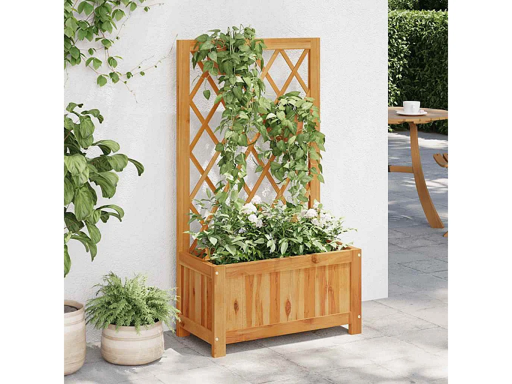 Lit surélevé de jardin avec treillis Bois massif d'acacia