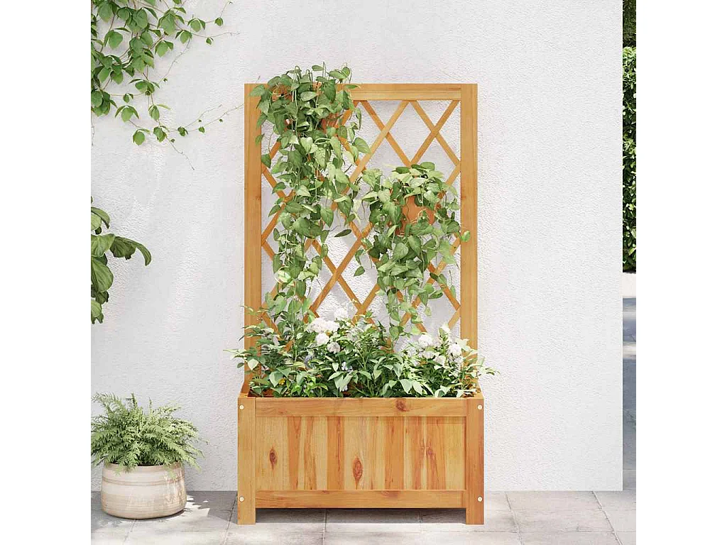 Lit surélevé de jardin avec treillis Bois massif d'acacia