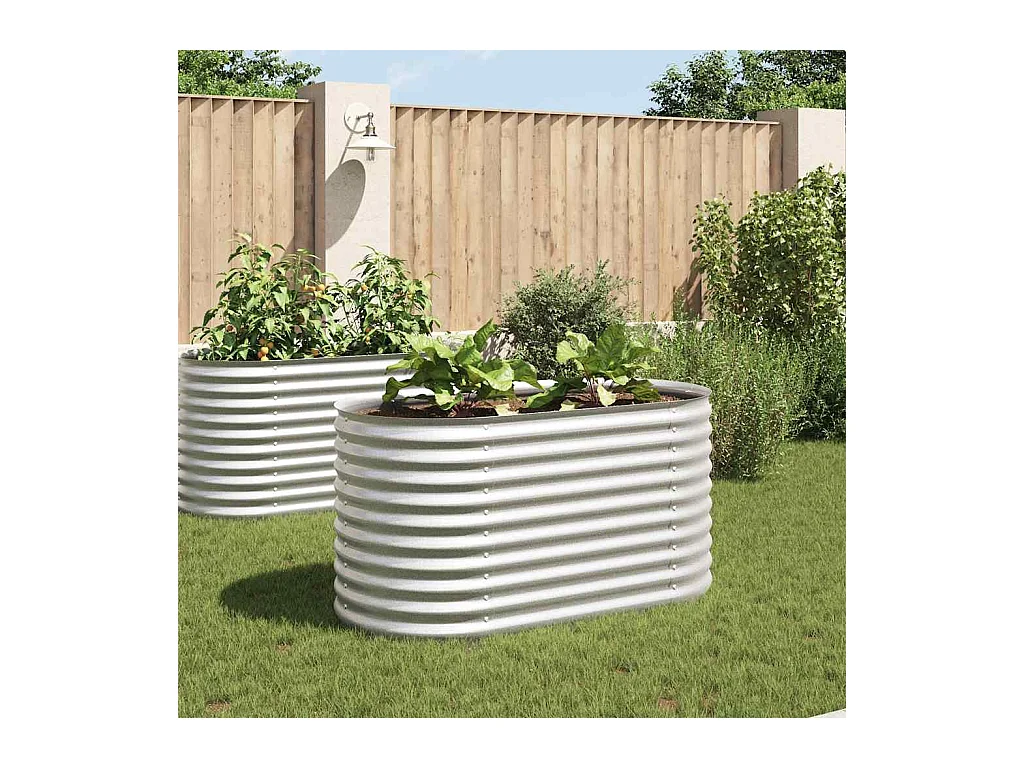 Lit surélevé de jardin 160x80x81 cm Acier galvanisé Argenté
