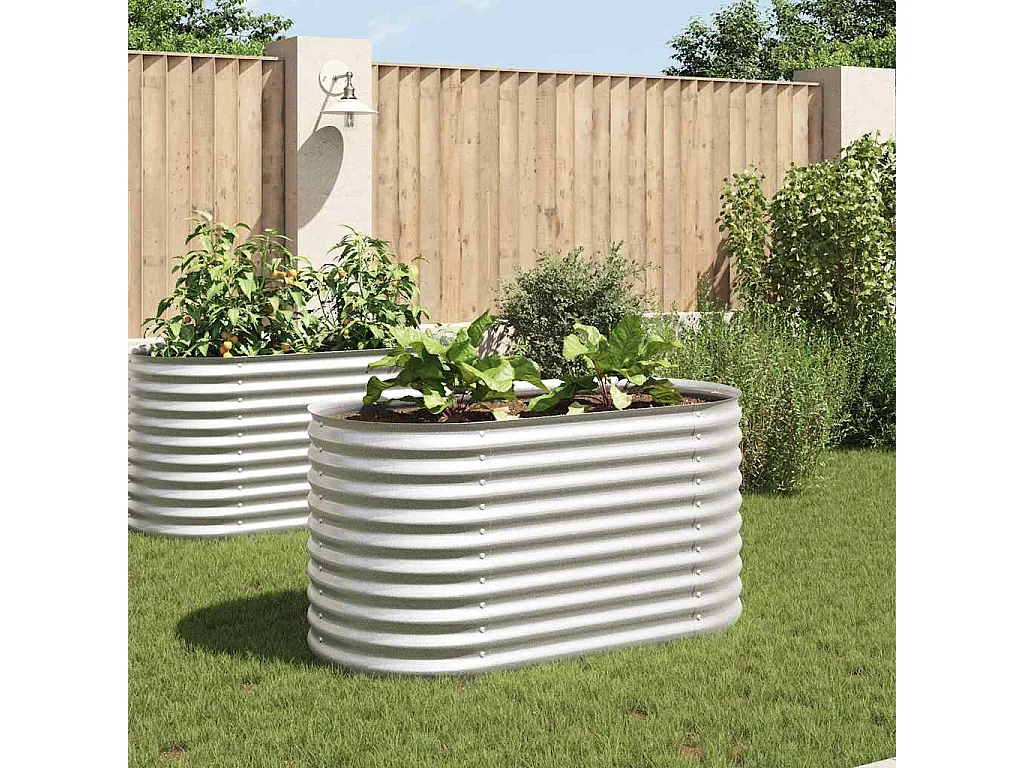 Lit surélevé de jardin 160x80x81 cm Acier galvanisé Argenté