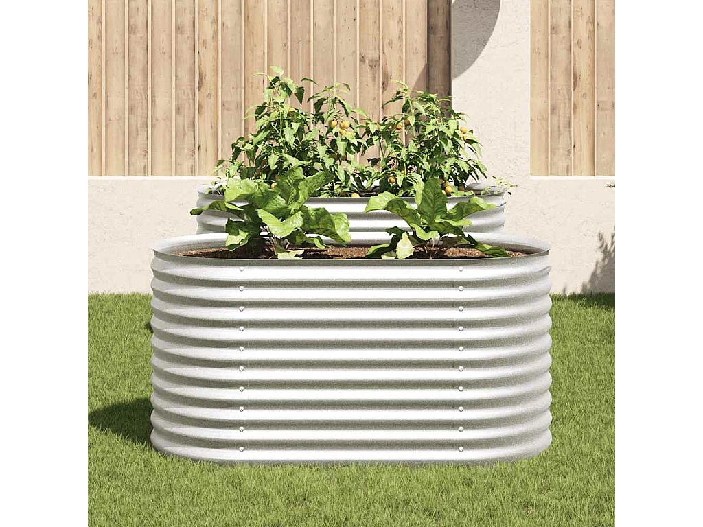 Lit surélevé de jardin 160x80x81 cm Acier galvanisé Argenté