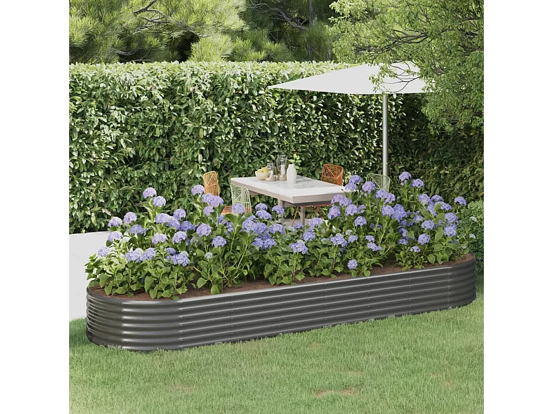 Letto da giardino rialzato in acciaio verniciato a polvere 322x100x36cm grigio