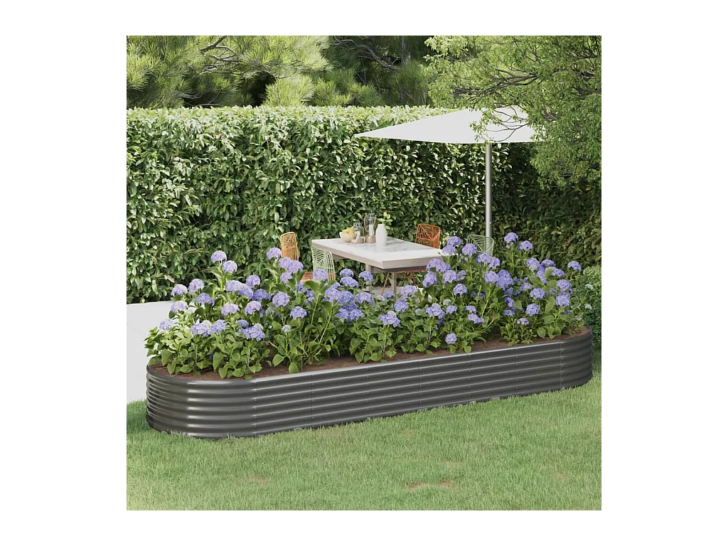 Letto da giardino rialzato in acciaio verniciato a polvere 322x100x36cm grigio