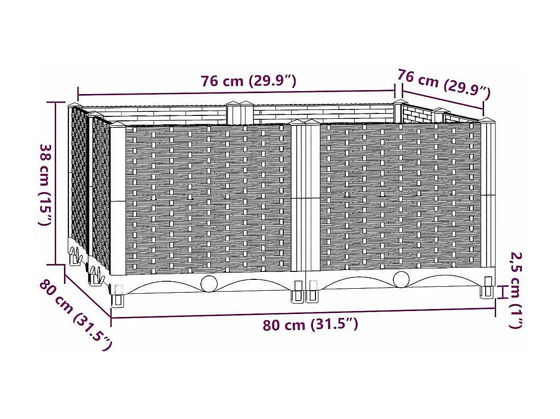 Letto rialzato 80x80x38 cm Polipropilene