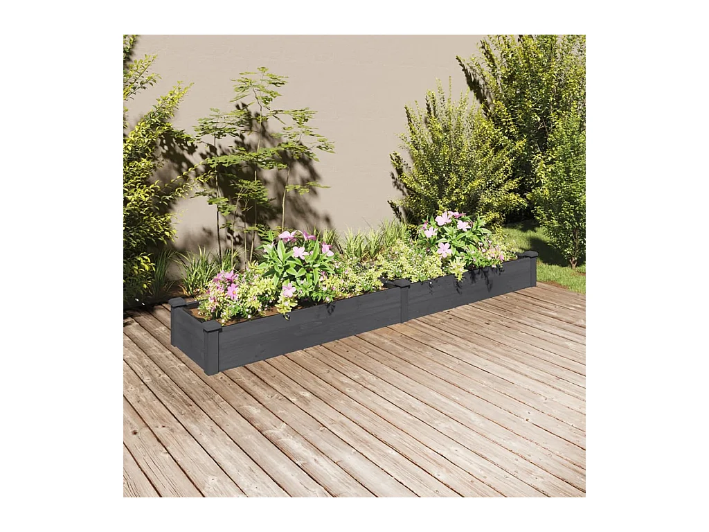 Lit surélevé de jardin doublure 240x45x25 cm bois massif sapin